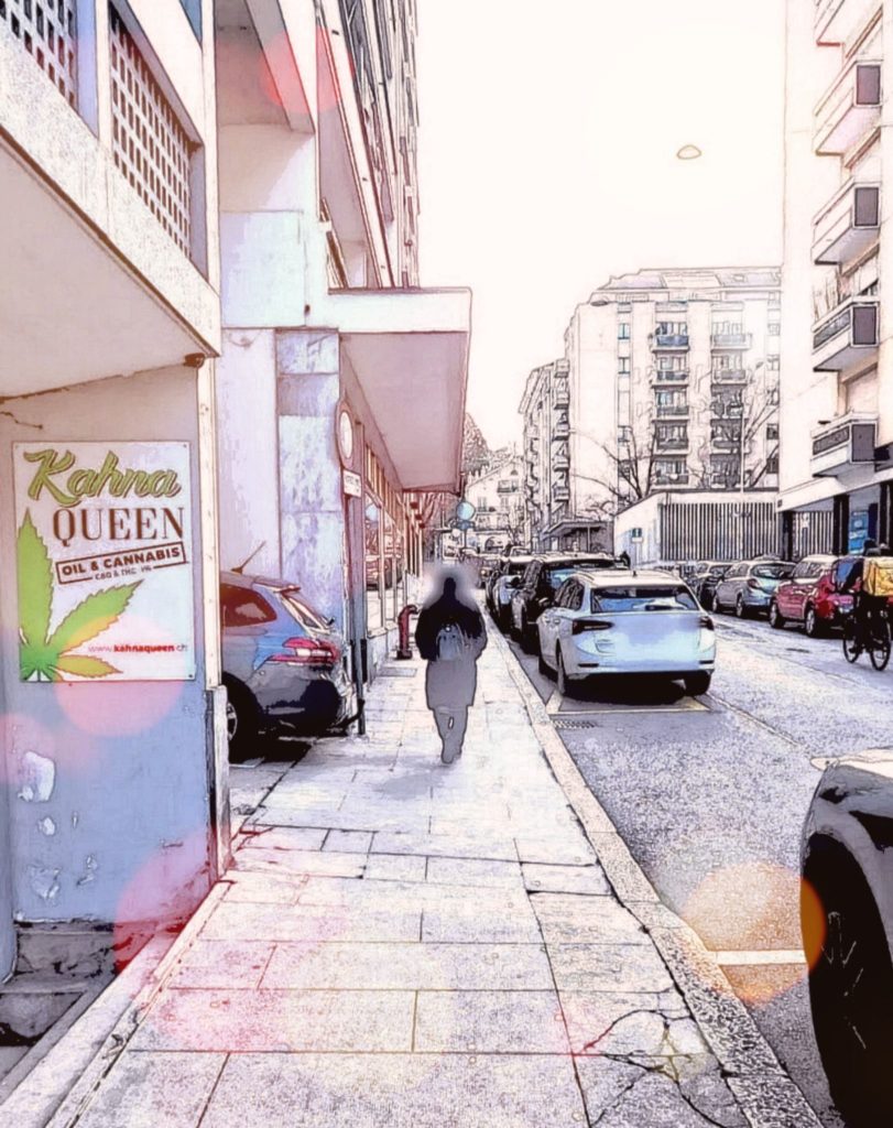 CBD shop KahnaQueen à Genève – devanture de la boutique spécialisée en cannabis légal et produits CBD en Suisse