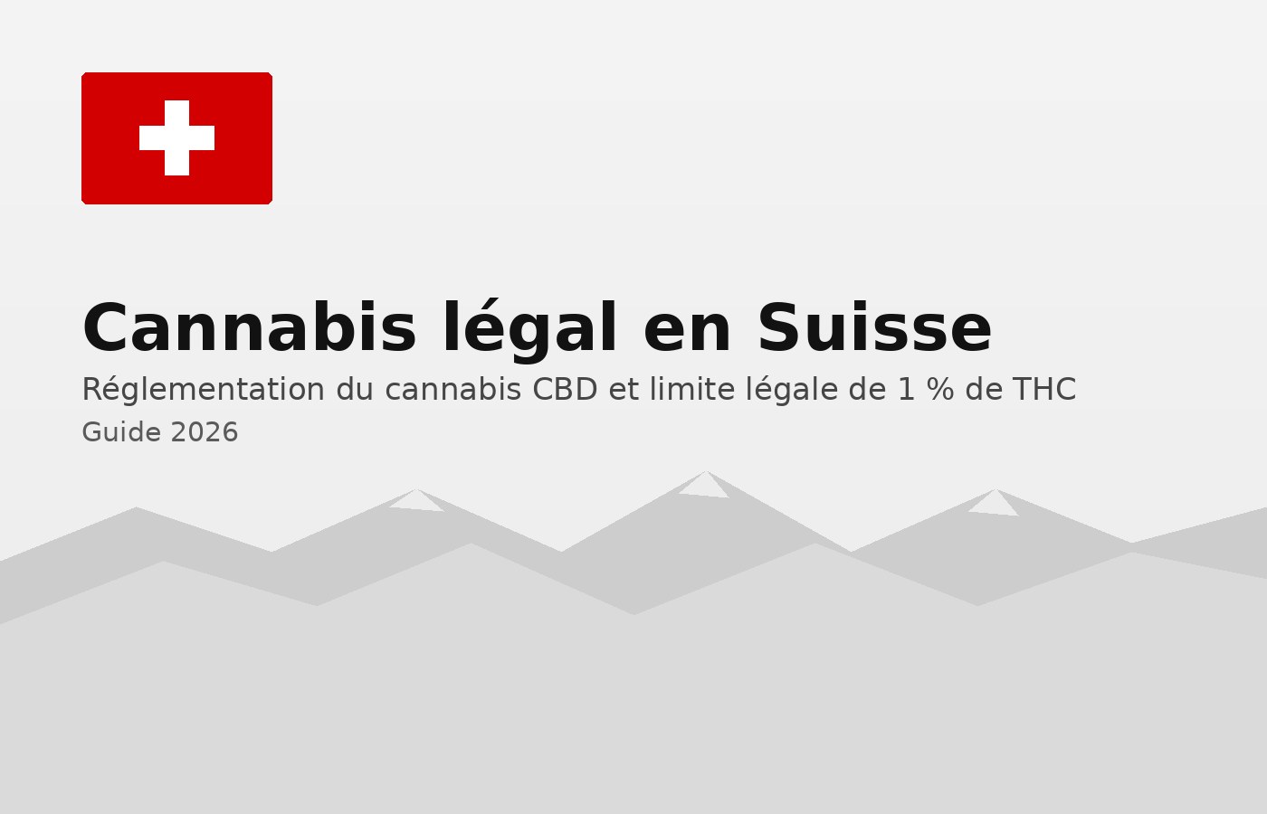 Guide 2026 du cannabis légal en Suisse expliquant la réglementation du CBD et la limite légale de 1 % de THC