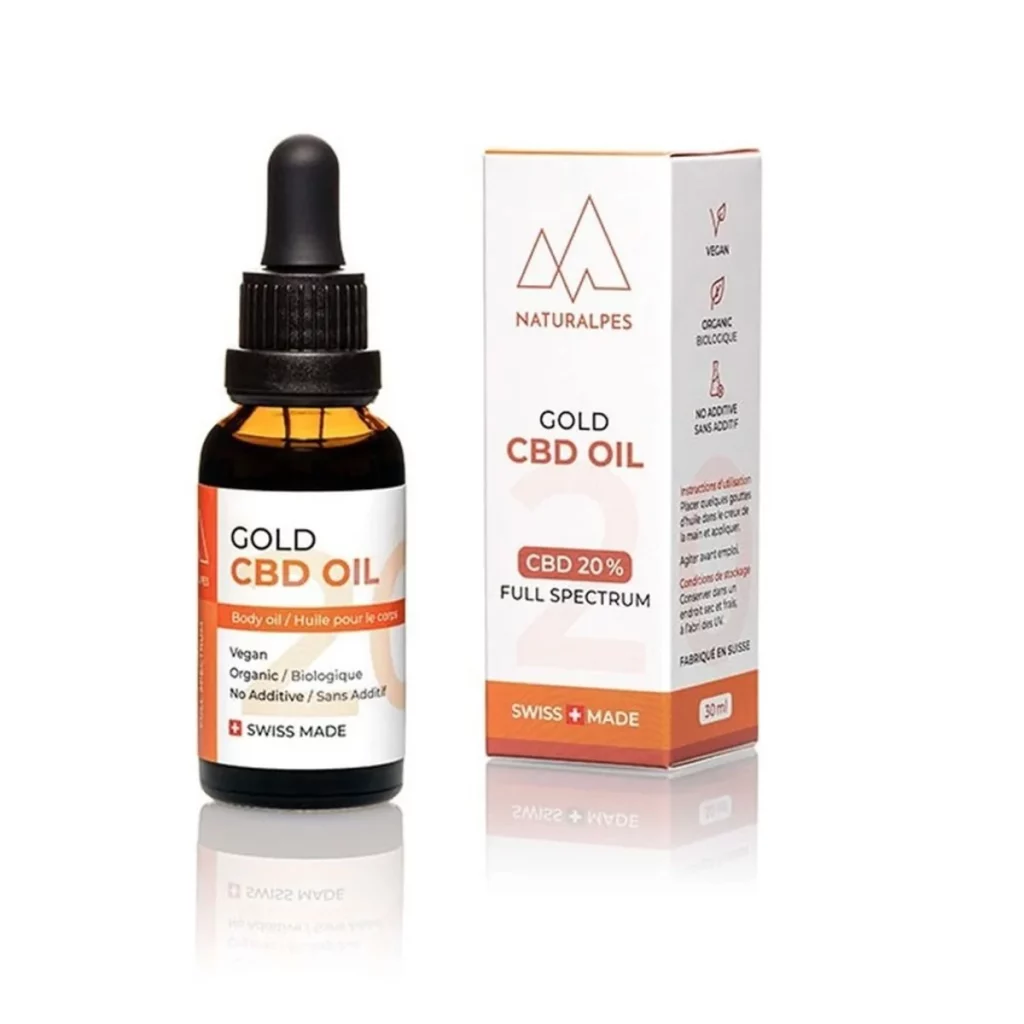Huile CBD 20% full spectrum Gold Naturalpes disponible à Genève Suisse