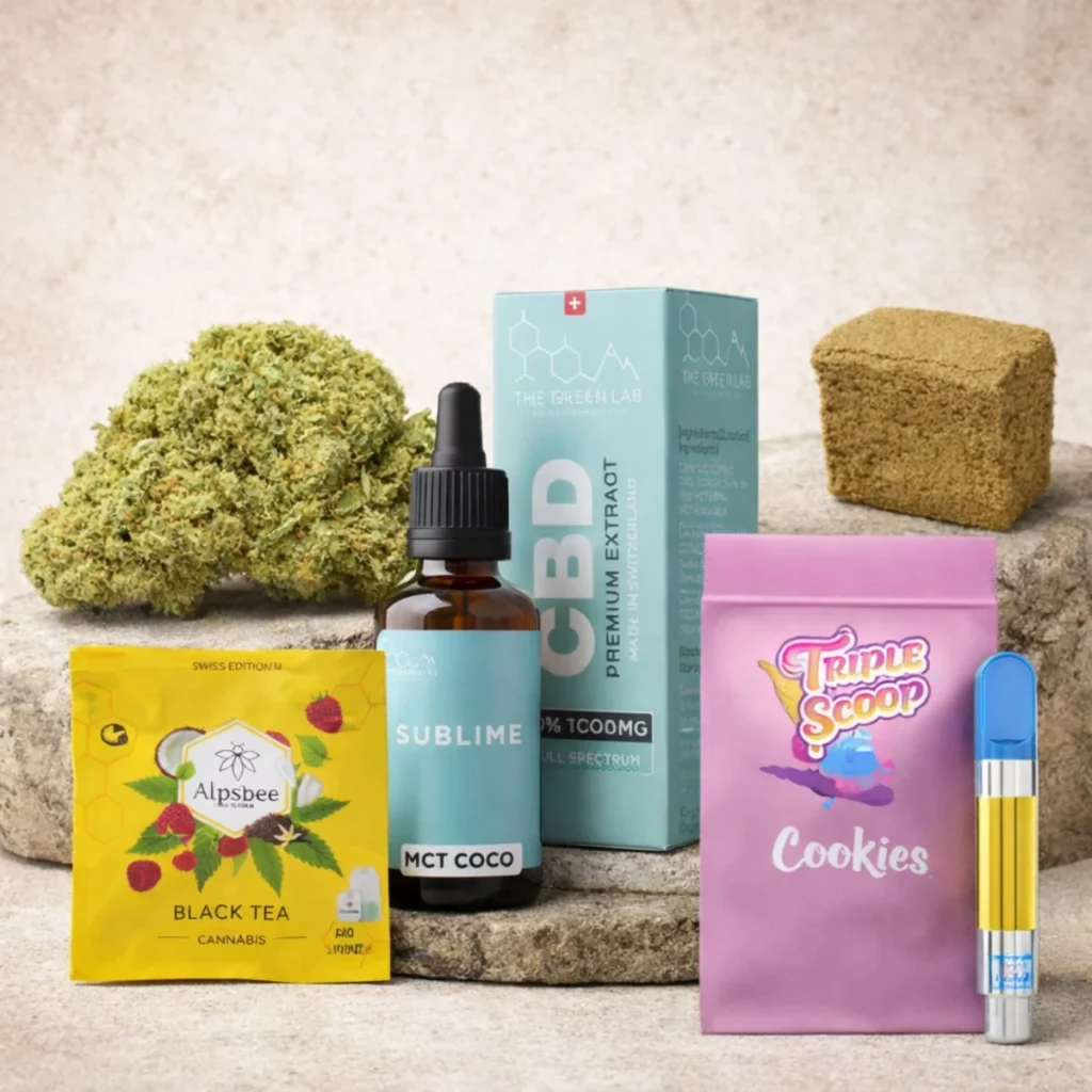 Produits CBD fleurs huile hash vape disponibles à Genève Suisse boutique KahnaQueen