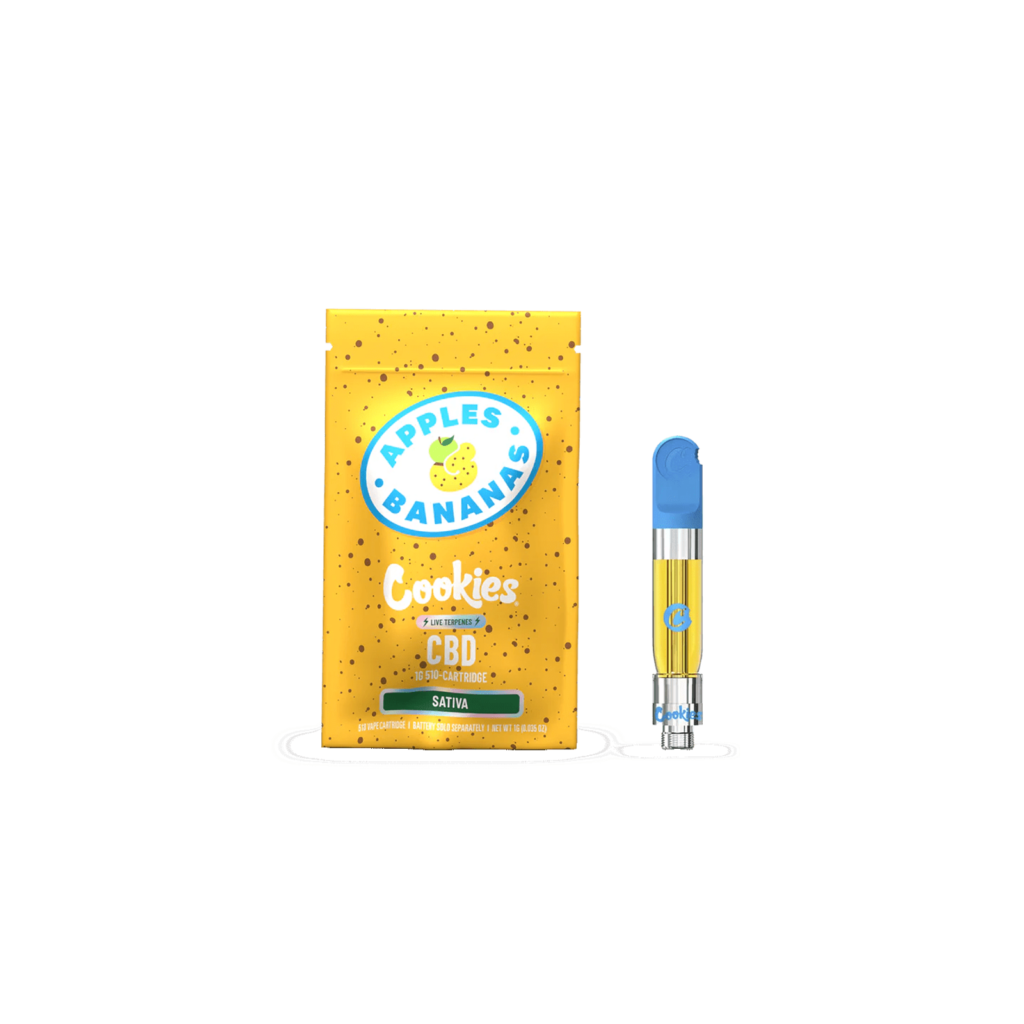 Cartouche vape CBD Apples & Bananas Cookies – e-liquide CBD full spectrum présenté dans le Guide CBD Genève 2026